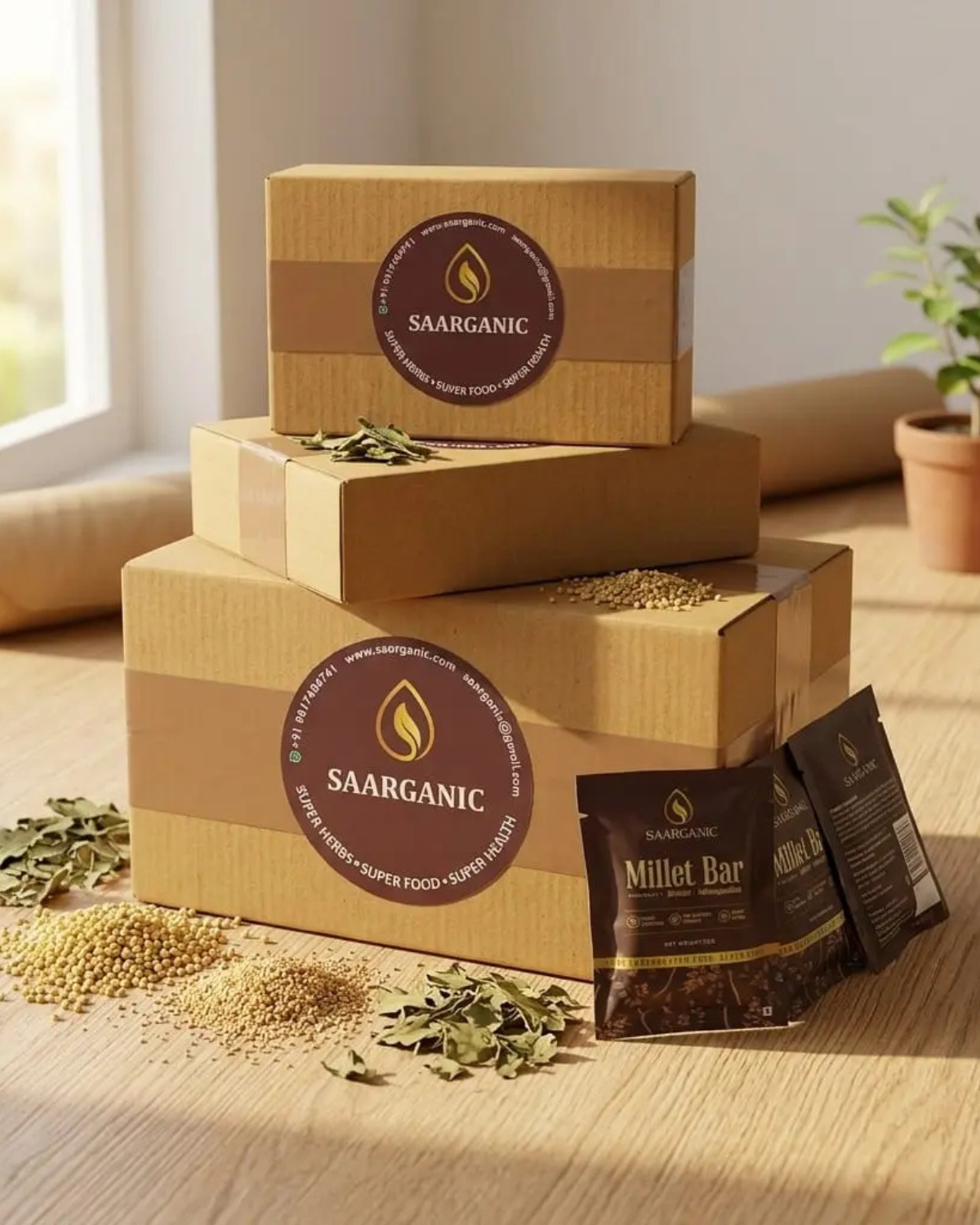 Saarganic Ayurvedic  Millet Bar | Healthy Protein & Energy Bar with Ragi, Amaranth, Dates & Ashwagandha