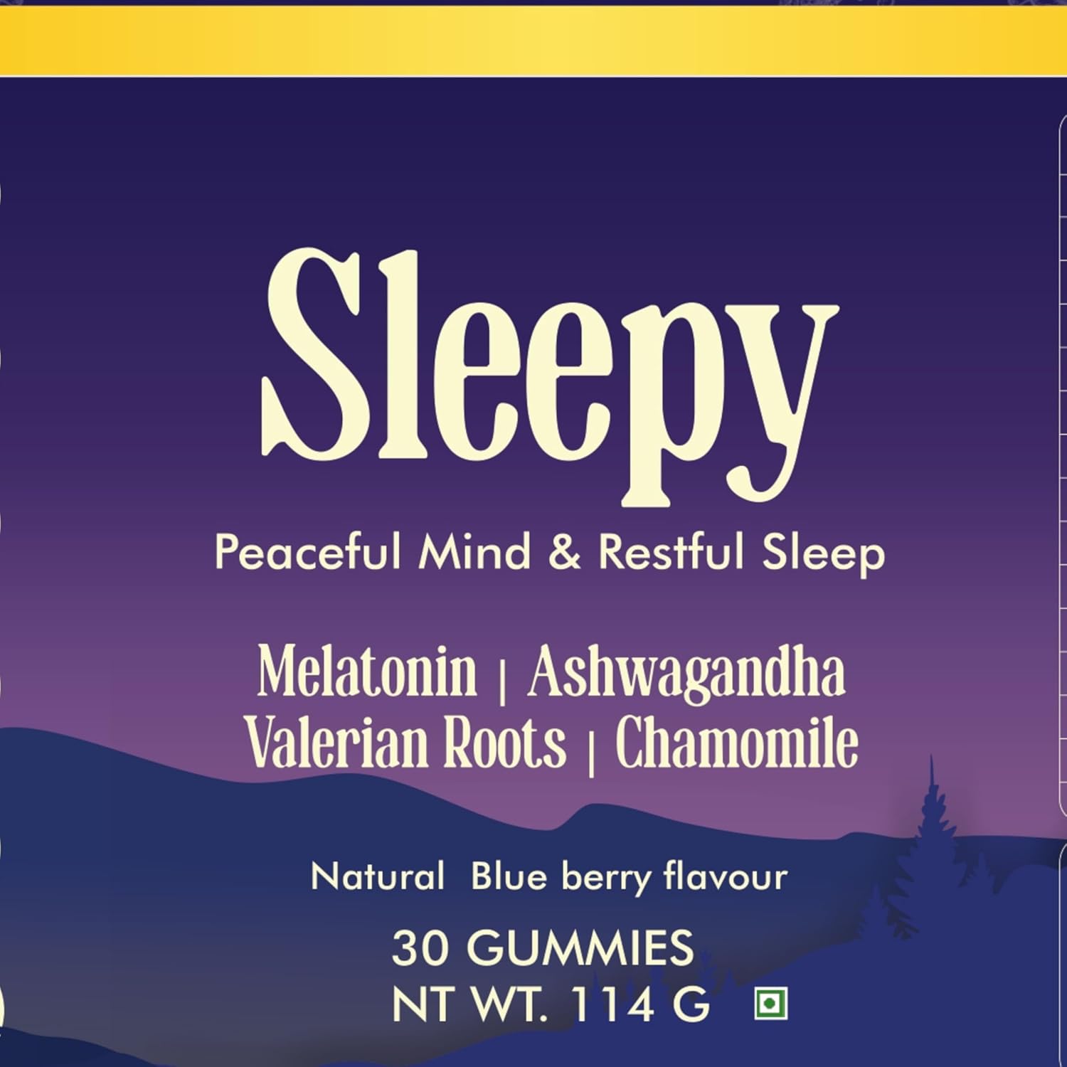 Sleepy Gummies for Peaceful Mind & Restful Sleep | Melatonin, Ashwagandha, Valerian Root & Chamomile | Natural Blueberry Flavour | 30 Gummies (114 g) | Blend of Ayurveda