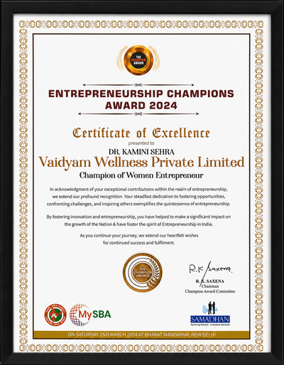 Champion of Women Entrepreneur certificate