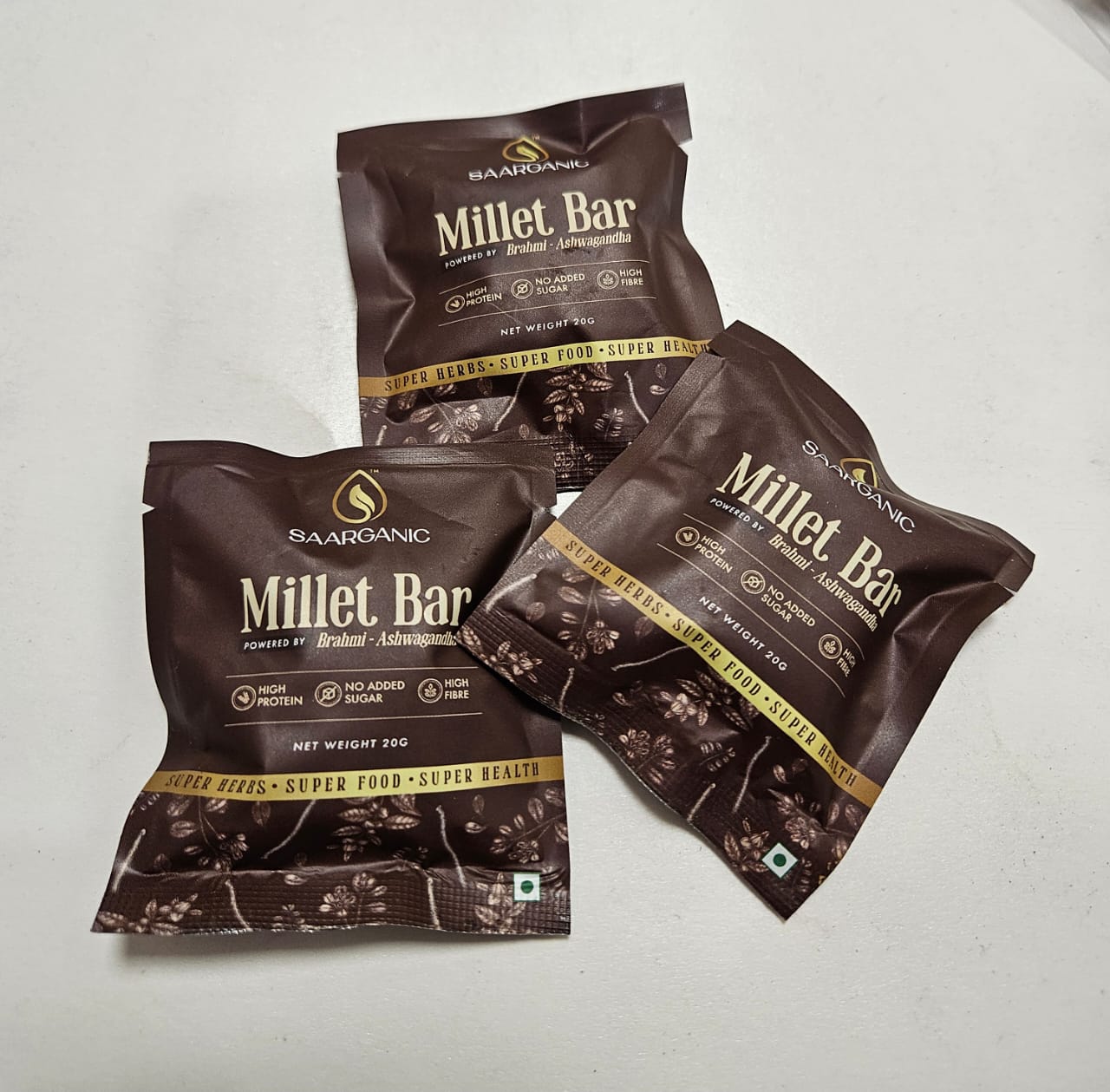 Saarganic Sugar Free Millet Bar Powered By Brahmi & Ashwagandha