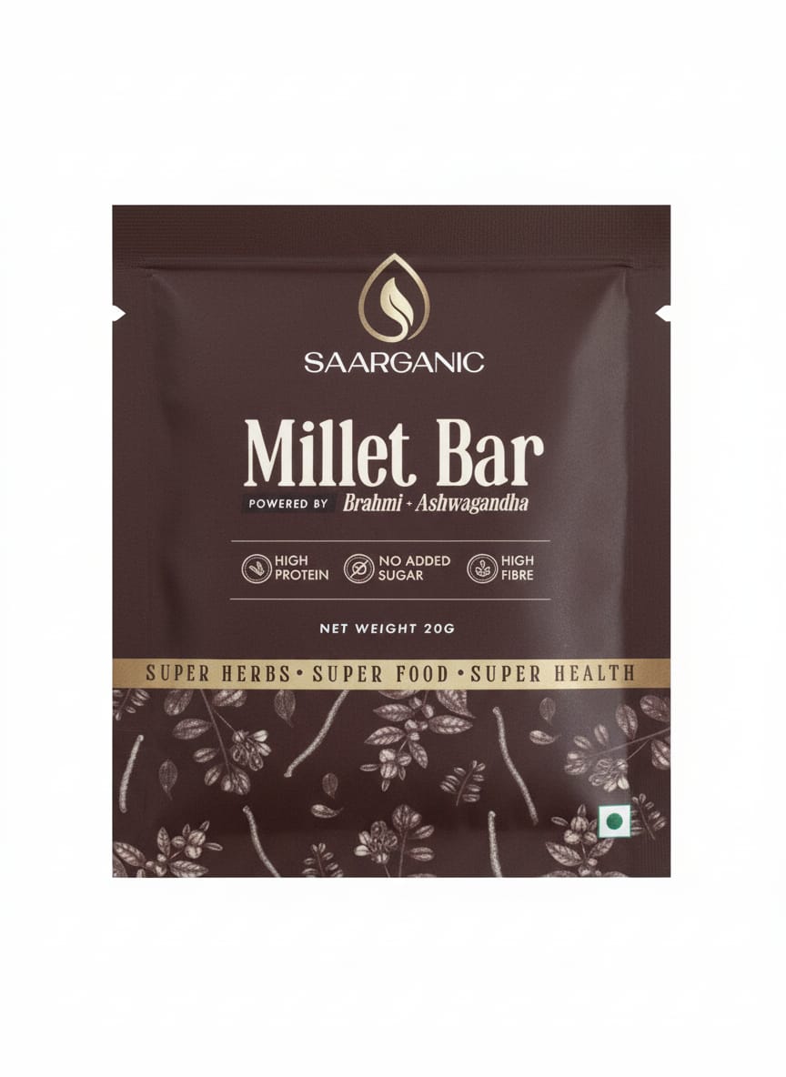 Saarganic Sugar Free Millet Bar Powered By Brahmi & Ashwagandha